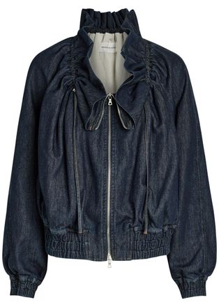 Dries Van Noten Voly Ruffled Denim Jacket - Indigo - 38 (UK10 / S)