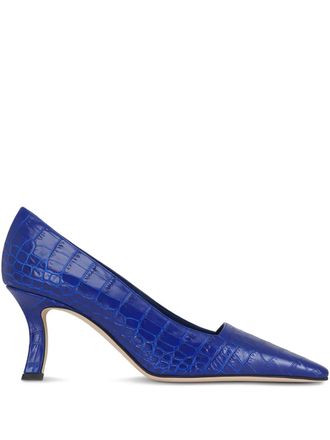 Manolo Blahnik crocodile-effect pumps - women - Calf Leather/Calf Leather/Calf Leather - 38 - Blue