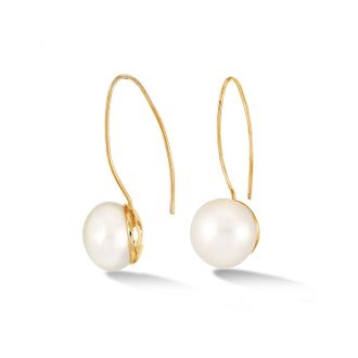 Dower & Hall Timeless 14mm Long White Pearl Earrings