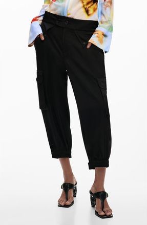 Desigual Crop Cargo Pants in Black at Nordstrom, Size X-Large