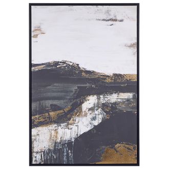Beliani Beliani - Lienzo Cuadro De Pared 93 X 63 Cm Marco Mdf Sint&eacute;tico Formas Abstractas Rectangular Moderno Blanco Y Negro Statte