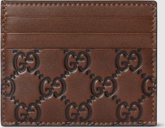 Gucci GG Emblem Card Case, Brown, Leather