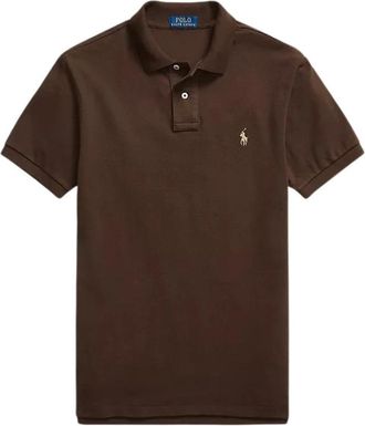 Polo Ralph Lauren Polo shirt met pony-borduurwerk van mesh - Heren - Polos - Bruin - L - Tops
