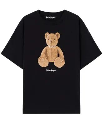 Palm Angels Teddy Bear Graphic T-Shirt With Ribbed Neckline