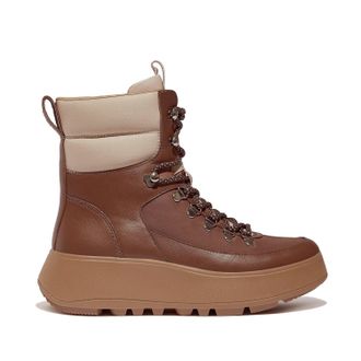 FitFlop Fitflop Womens F-Mode Hiker Lace Flatform Ankle Boots in Rich