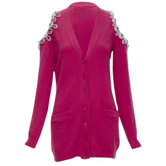 Moschino cashmere crystal jewel shoulder cardigan