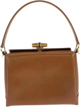 Gucci Pre-owned Handbags, female, Brown, Size: ONE SIZE Pre-owned Vintage Bamboo Leather Handbag