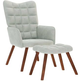 vidaXL Poltrona Relax con Poggiapiedi Grigio Chiaro in Velluto - Vidaxl