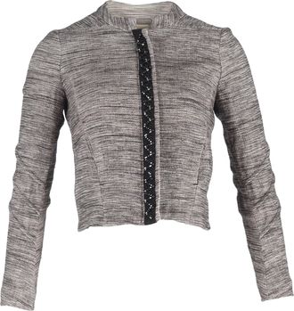Maje Calli cropped blazer met versieringen in grijs katoen