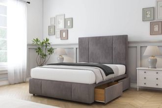 Sloomy Lisbon Naples Divan Set No Drawers-26 Headboard-Footboard in Grey | Size: Small Double