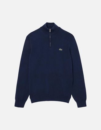 Lacoste Mens Lacoste Quarter Zip Knit Sweater Navy - Size: 44
