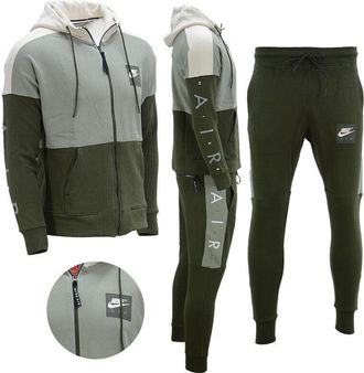 Nike Air Mens Green Fleece Tracksuit Cotton - Size X-Large