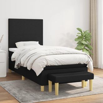 vidaXL Vidaxl - Cama Box Spring Con Colch&oacute;n Tela Negro 100x200 Cm