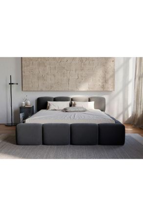 CARRYHOME Polsterbett, Schwarz, Holz, Metall, Birke, Schichtholz, 180x200 cm, Bettkasten, gepolstertes Kopfteil, in verschiedenen Gr&ouml;&szlig;en erh&auml;ltlich, Schlafzimme