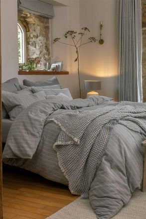 Christy Flannel Stripe 100% Super Soft Brushed Cotton Duvet Sets in Grey | Size: Double