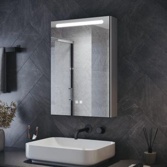 Elegant Lighting Bathroom LED Mirror Cabinet with Makeup Storage Shelf and Double-Touch Switch, Dimmable LED Illumiated + Anti-Fog + Shaver Socket, Moroccan