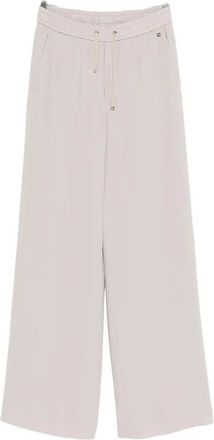 Herno Wijde Pijpen Satijnen Broek - Dames - Wijde Broeken - Beige - M - Satijn - Broeken