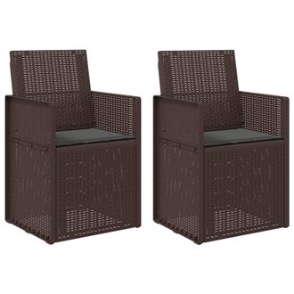 vidaXL Sillas De Comedor De Jard&iacute;n 2 Pcs Marr&oacute;n Y Antracita Pp Vidaxl