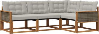vidaXL Conjunto De Sof&aacute;s De Exterior 4 Uds. Natural Y Gris Claro Vidaxl