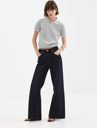 Mango Pullover maglia collo polo navy - Donna - XXS - MANGO