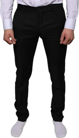 Dolce & Gabbana Mens Black Wool Skinny Dress Formal Pants Virgin