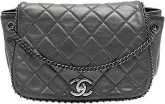 Chanel Pre-owned Quilted Crossbody Bag - Dames - Vintage Schoudertas - Grijs - ONE Size - Leer - Vintage