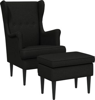 vidaXL Sill&oacute;n Con Pouf 2 Uds. Negro Tela Vidaxl