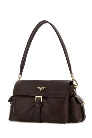 Prada Womens Dark Brown Nappa Leather Prada Explore Shoulder Bag Bruciato Agnello Borse A Mano