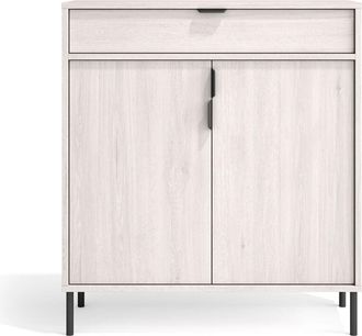 HERDASA Herdasa, Mueble zapatero en melamina y patas metal, modelo Alice, color blanco antic