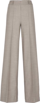 D.exterior Beige Elastic Waist Tailored Wool Wide-Leg Pants