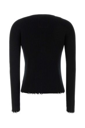 Uma Wang Womens Black Cashmere Henley Sweater Exterior: Maglie