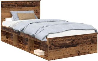 vidaXL Bed Frame with Headboard Old Wood 100 x 200 cm Solid Pine Wood vidaXL
