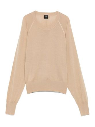 Pinko Crew Neck Sweater In Beige Wool