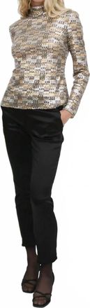 Rosetta Getty Fitted Turtleneck Top In Bauhaus Mesh Sequins