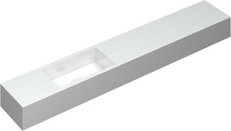 Bernacchini Nice Time Fonteinplateau - 120x20x10cm - wasbak links - 0 kraangaten - rechthoekige kom - polystone wit glans