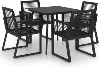 vidaXL 5 Piece Outdoor Dining Set pvc Rattan Black Vidaxl