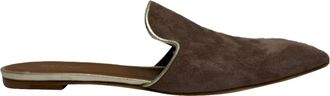 Malone Souliers Marianne Pointed-Toe Flat Mules in Brown Suede