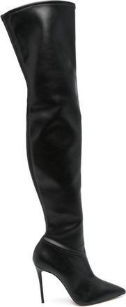 Casadei Black Solid Leather Boots