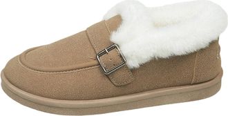 Generic Womens Winter Boots Flat Heel Comfortable Snow Booties Stylish Faux Fur Lined Buckle Warm Furry Slip On Ankle Walking Boots Indoor Outdoor