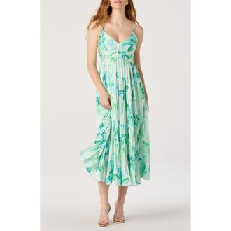 ASTR the Label Maeve Midi Dress in Teal Multi Floral at Nordstrom, Size X-Small