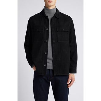 Nordstrom Suede Button-Up Shirt Jacket in Black at Nordstrom Rack, Size Large