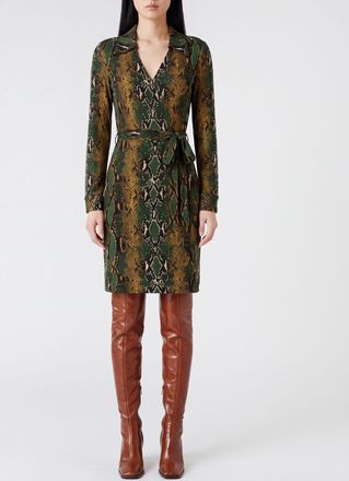 Diane Von F&uuml;rstenberg Python Print Asymmetric Silk Wrap Mini Dress