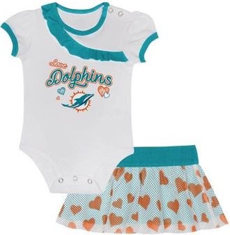 Outerstuff Newborn & Infant Miami Dolphins Love My Team Bodysuit & Skirt Set in Aqua at Nordstrom, Size 0-3M