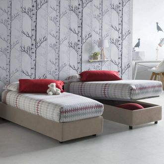 Dmora Dmora - Cama Individual Dabate, Cama Contenedor Con Revestimiento De Tela, 100% Made In Italy, Apertura Frontal, Con Colch&oacute;n Cm 80x190 Incluido, T&oacute;rto