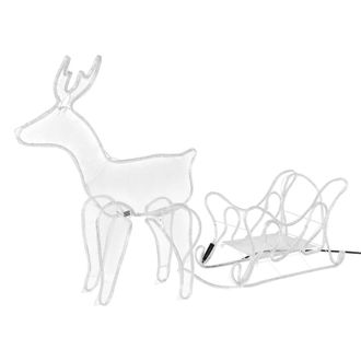 ECD Germany Trineo de navidad con reno 273x77cm con iluminaci&oacute;n LED blanco c&aacute;lido