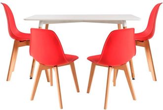 Regalos Miguel Regalos Miguel - Conjuntos De Mesa Y Sillas - Conjunto Mesa Tower Rectangular 120 X 80 Cm Blanca Y Pack 4 Sillas Kelen - Rojo