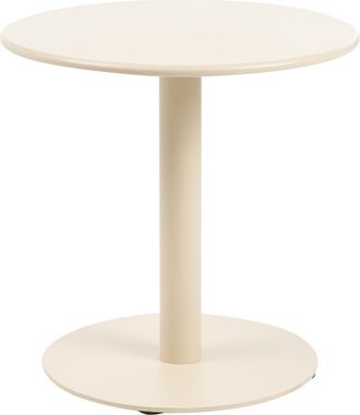 Beliani Mesa De Centro De Jard&iacute;n Moderna De Acero Con Recubrimiento En Polvo Redonda Exterior Resistente A La Intemperie Beige Vittuone