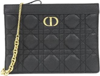 Dior Pre-owned Caro Calf Shoulder Bag - Dames - Vintage Clutch - Zwart - ONE Size - Leer - Vintage