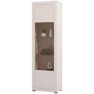 Dmora Vetrina Palena, Mobile Espositore 4 Ripiani, Unanta, 5 Vani, 58x35x194h cm Beige