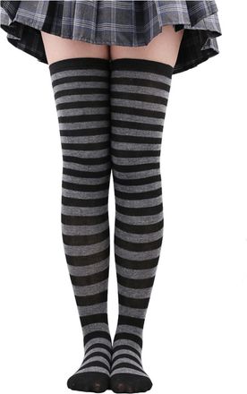 Generic Garter Dress with Attached Stockings Christmas High Long Stockings Over Knee Socks Christmas Party Costumes Socks Knee High Long Striped Stocking Sock